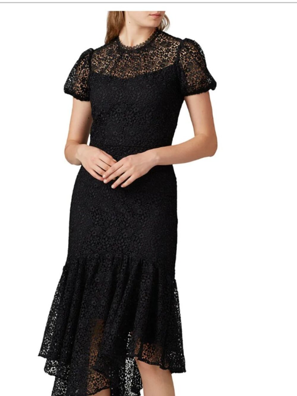 Shoshanna Trinnette Mock Meck Lace Midid Dress